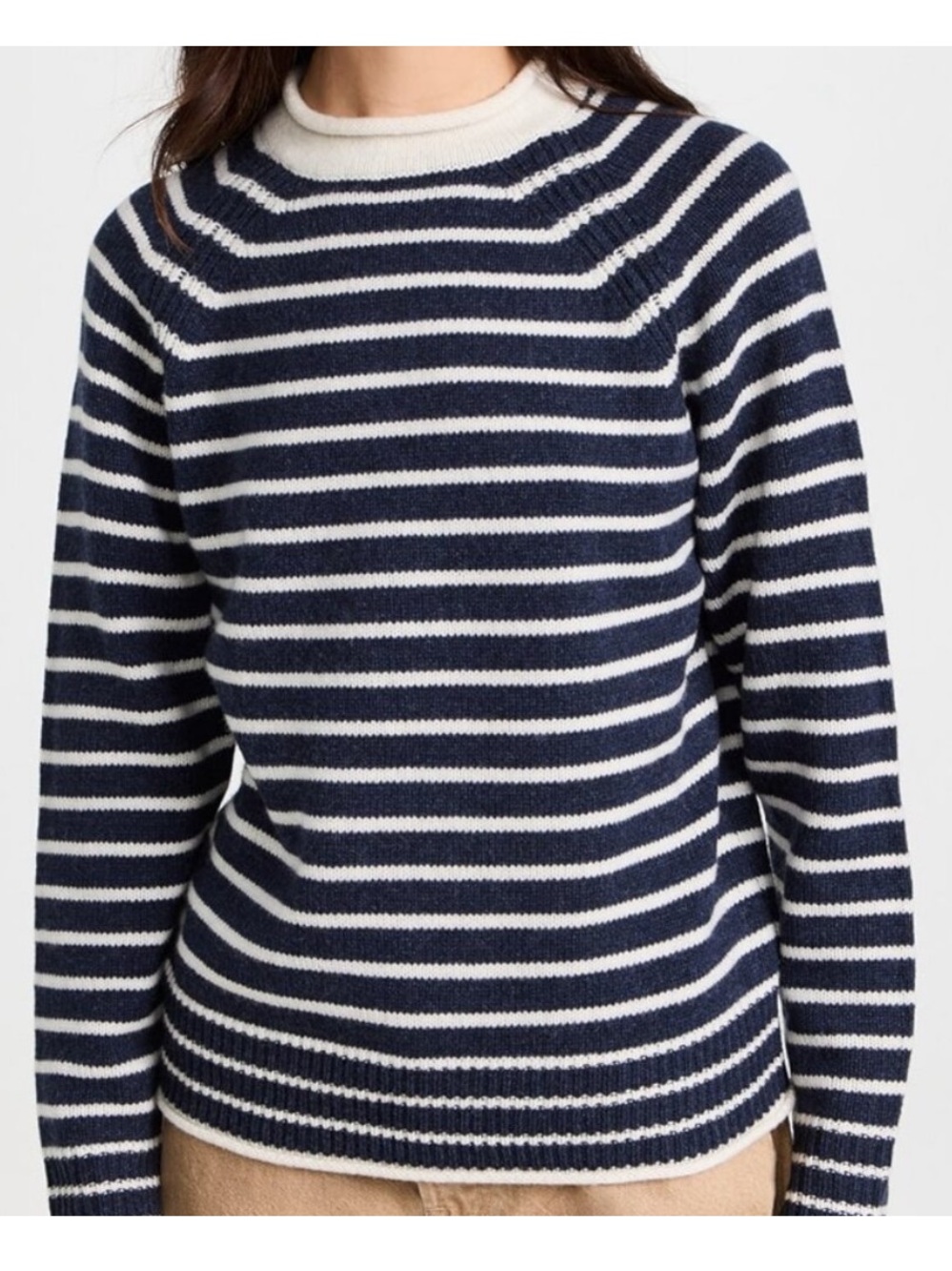 Alex Mill Navy and White Striped Turtleneck Sweater